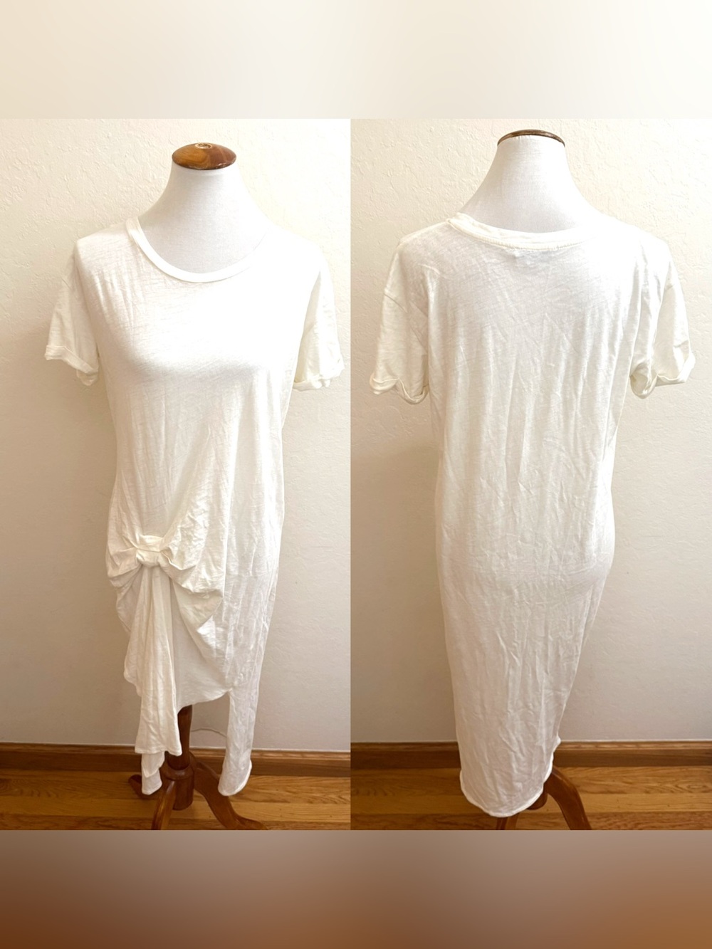 All Saints White Knot-Detail Midi Tee Dress